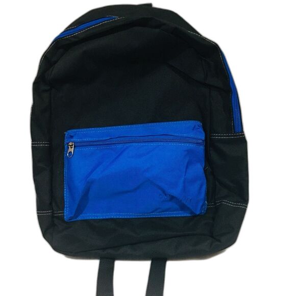 Old Navy Color Block Canvas Black Blue Backpack School Books Kids New - Picture 2 of 5